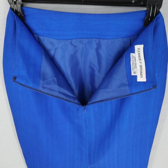 Eleanor P Brenner Skirt Womens 2 Blue Silk Back Zip Lined Career Vintage - Picture 9 of 10
